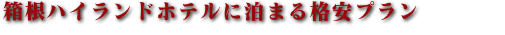 箱根ハイランドホテルのおすすめプラン