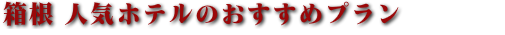 箱根 人気ホテルのおすすめプラン