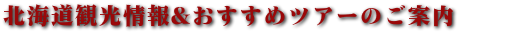 北海道観光情報&おすすめツアーのご案内
